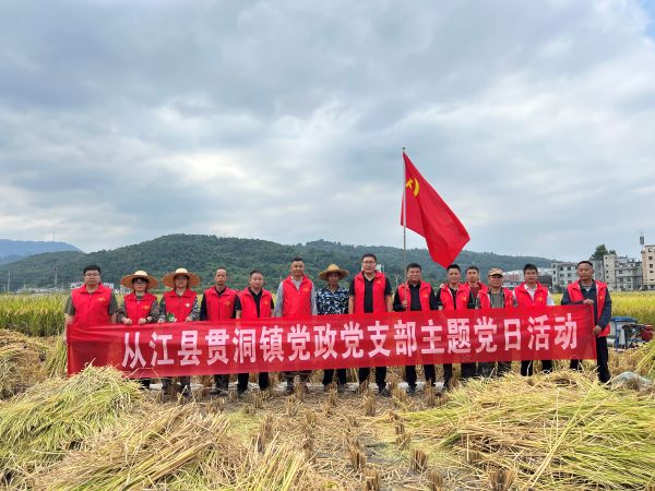 图为  贯洞镇组织党员干部开展拥军助农秋收主题党日活动现场（龙昭红  摄）.jpg